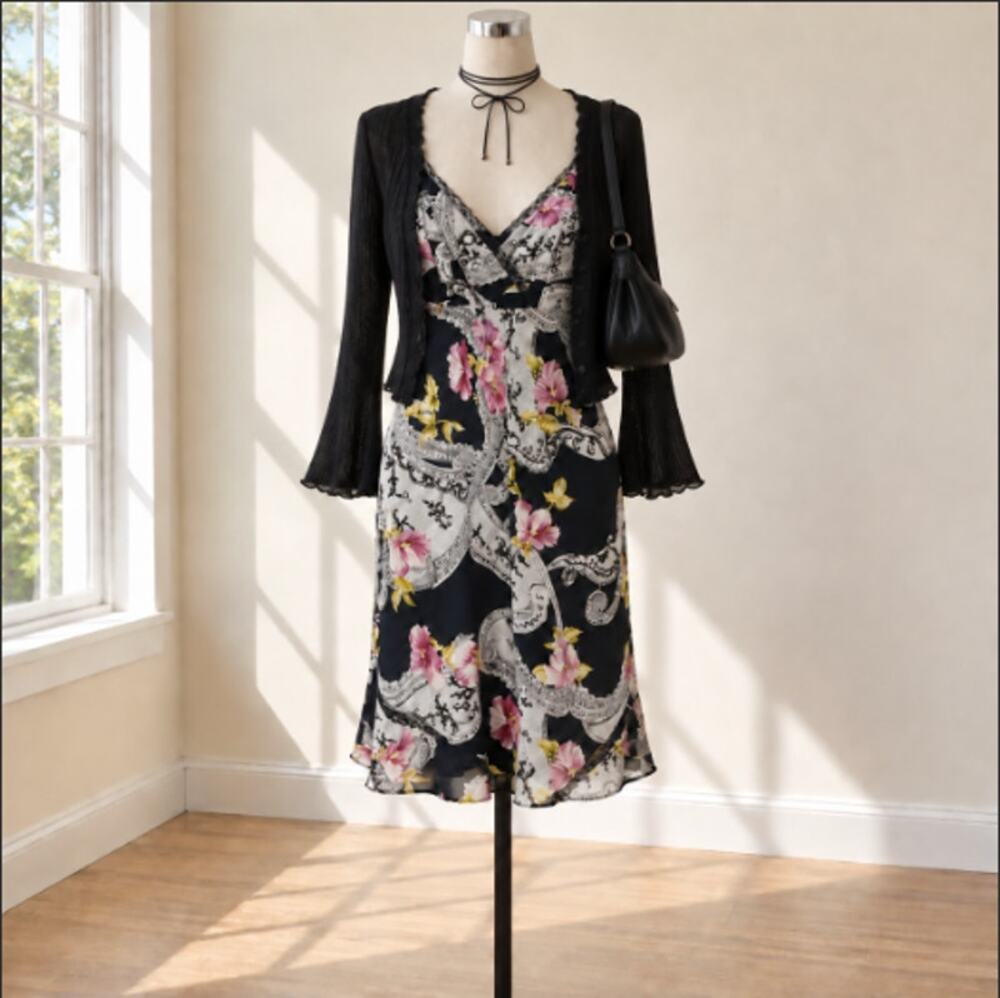 Vintage Slip Dress  Floral Paisley Romantic 90s Boho Sz. 10